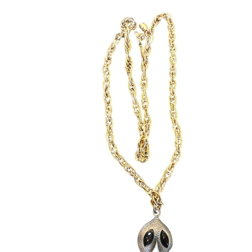 VTG Two Tone Metal Turtle Necklace Gold Link Chain Necklace 15” Gold Silver - Picture 4 of 6